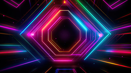 Concept illustration of abstract futuristic neon background. fantasy wallpaper. Generative AIの素材
