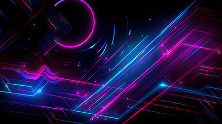 Concept illustration of abstract futuristic neon background. fantasy wallpaper. Generative AIの素材