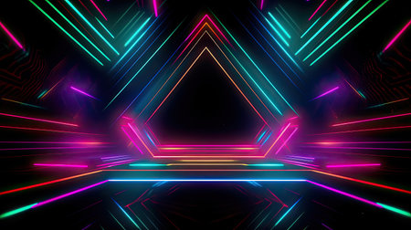 Concept illustration of abstract futuristic neon background. fantasy wallpaper. Generative AIの素材