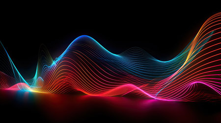 Concept illustration of abstract futuristic neon background. fantasy wallpaper. Generative AIの素材