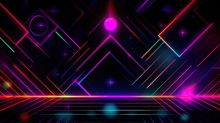 Concept illustration of abstract futuristic neon background. fantasy wallpaper. Generative AIの素材
