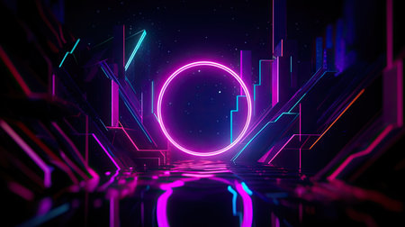 Concept illustration of abstract futuristic neon background. fantasy wallpaper. Generative AIの素材