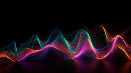 Concept illustration of abstract futuristic neon background. fantasy wallpaper. Generative AIの素材
