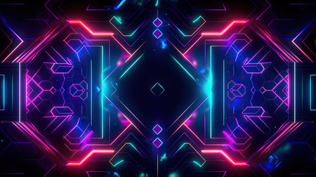 Concept illustration of abstract futuristic neon background. fantasy wallpaper. Generative AIの素材