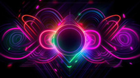Concept illustration of abstract futuristic neon background. fantasy wallpaper. Generative AIの素材