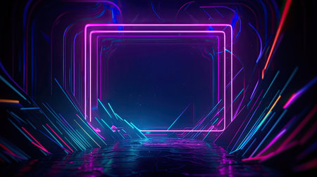Concept illustration of abstract futuristic neon background. fantasy wallpaper. Generative AIの素材