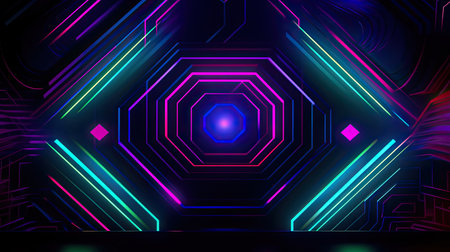 Concept illustration of abstract futuristic neon background. fantasy wallpaper. Generative AIの素材
