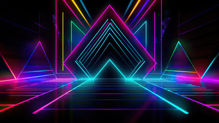 Concept illustration of abstract futuristic neon background. fantasy wallpaper. Generative AIの素材