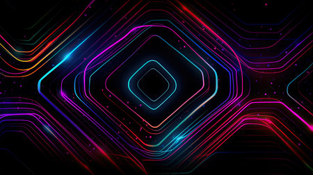 Concept illustration of abstract futuristic neon background. fantasy wallpaper. Generative AIの素材