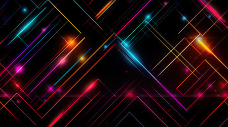 Concept illustration of abstract futuristic neon background. fantasy wallpaper. Generative AIの素材