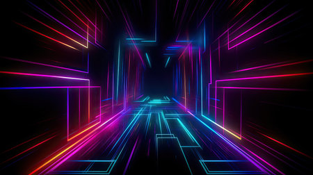 Concept illustration of abstract futuristic neon background. fantasy wallpaper. Generative AIの素材