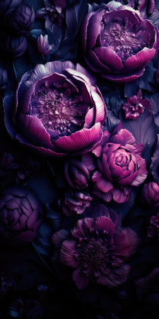 Concept illustration of a decorative violet floral background. Generative AIの素材