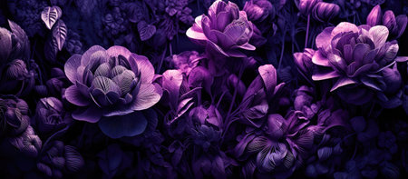 Concept illustration of a decorative violet floral background. Generative AIの素材