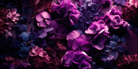 Concept illustration of a decorative violet floral background. Generative AIの素材