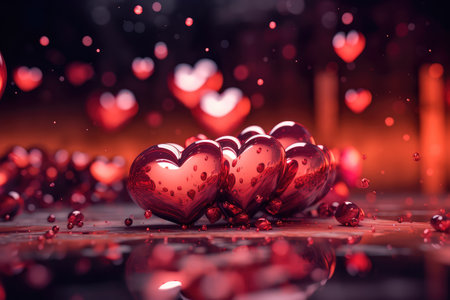 Concept illustration of a valentine background with hearts. Generative AIの素材