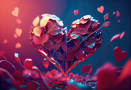 Concept illustration of a valentine background with hearts. Generative AIの素材