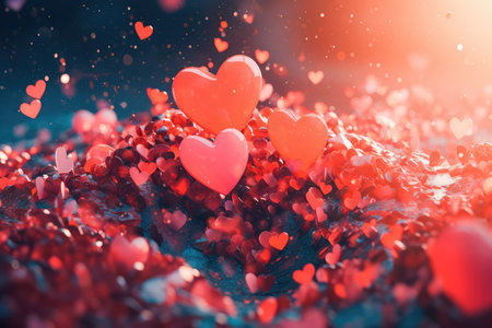 Concept illustration of a valentine background with hearts. Generative AIの素材