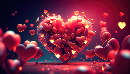 Concept illustration of a valentine background with hearts. Generative AIの素材