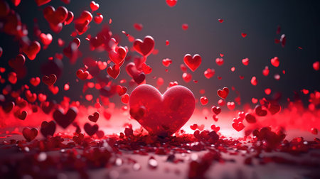 Concept illustration of a valentine background with hearts. Generative AIの素材