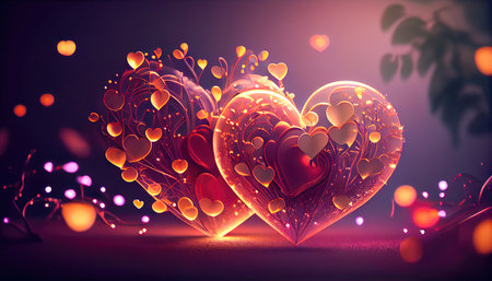 Concept illustration of a valentine background with hearts. Generative AIの素材