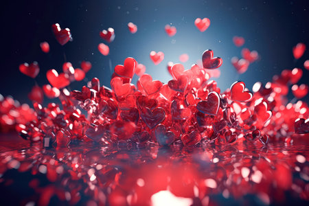 Concept illustration of a valentine background with hearts. Generative AIの素材