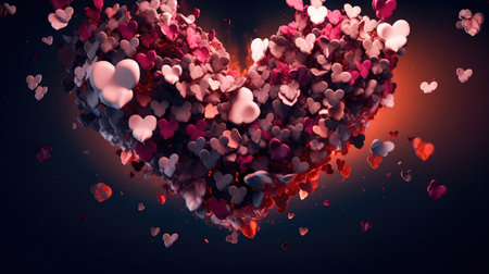 Concept illustration of a valentine background with hearts. Generative AIの素材