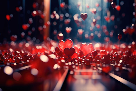 Concept illustration of a valentine background with hearts. Generative AIの素材