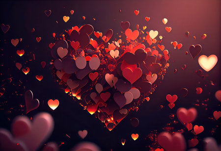 Concept illustration of a valentine background with hearts. Generative AIの素材
