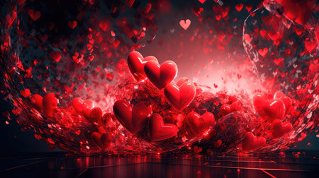 Concept illustration of a valentine background with hearts. Generative AIの素材
