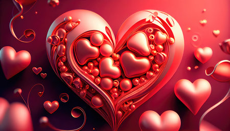 Concept illustration of a valentine background with hearts. Generative AIの素材