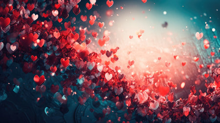 Concept illustration of a valentine background with hearts. Generative AIの素材