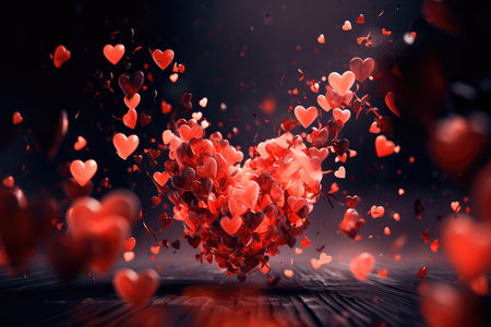 Concept illustration of a valentine background with hearts. Generative AIの素材