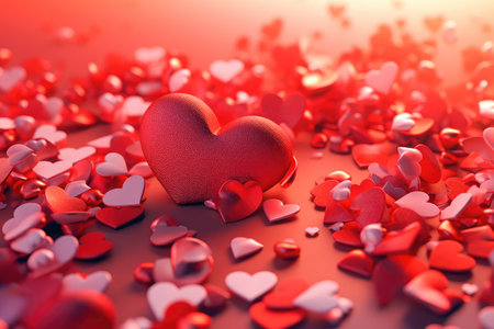 Concept illustration of a valentine background with hearts. Generative AIの素材