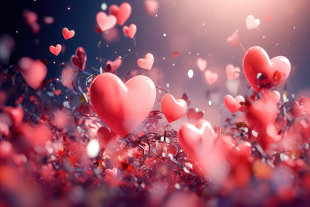 Concept illustration of a valentine background with hearts. Generative AIの素材