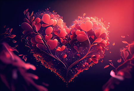 Concept illustration of a valentine background with hearts. Generative AIの素材