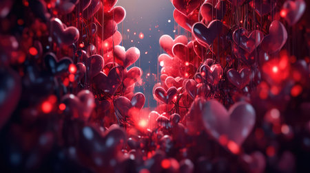 Concept illustration of a valentine background with hearts. Generative AIの素材