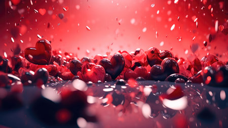 Concept illustration of a valentine background with hearts. Generative AIの素材