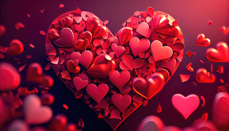Concept illustration of a valentine background with hearts. Generative AIの素材