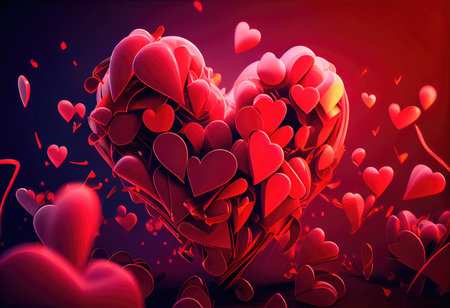 Concept illustration of a valentine background with hearts. Generative AIの素材