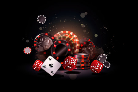 Concept illustration of a gambling element, poker chips and cards. casino. Generative AIの素材