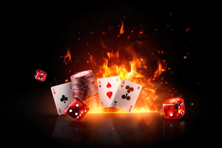 Concept illustration of a gambling element, poker chips and cards. casino. Generative AIの素材