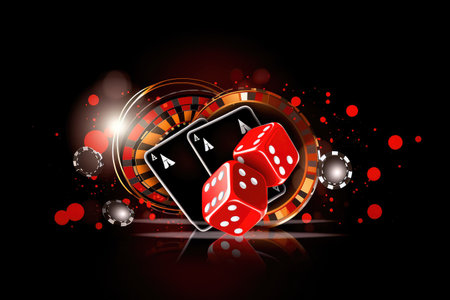 Concept illustration of a gambling element, poker chips and cards. casino. Generative AIの素材