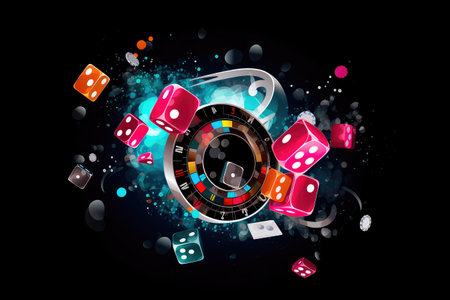 Concept illustration of a gambling element, poker chips and cards. casino. Generative AIの素材