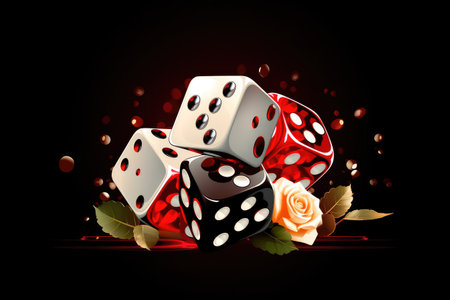 Concept illustration of a gambling element, poker chips and cards. casino. Generative AIの素材