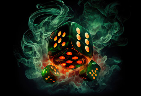 Concept illustration of a gambling element, poker chips and cards. casino. Generative AIの素材