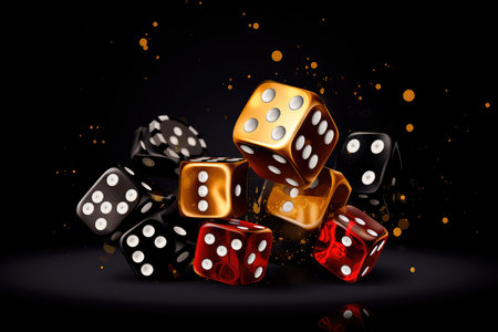 Concept illustration of a gambling element, poker chips and cards. casino. Generative AIの素材
