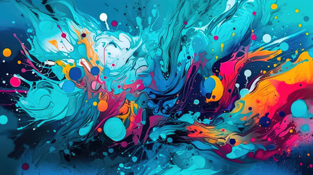 Concept illustration of a abstract Background Blue Fantasy Colorful Graffiti. Generative AIの素材