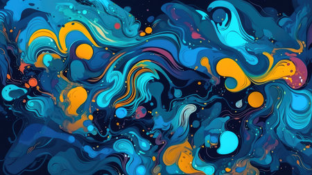 Concept illustration of a abstract Background Blue Fantasy Colorful Graffiti. Generative AIの素材