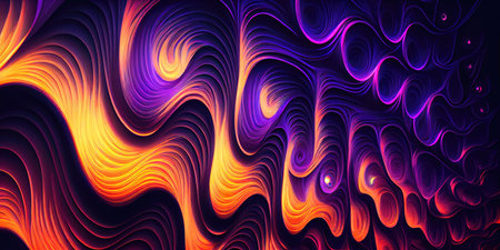 Concept illustration of a mesmerizing interstellar fractal of hair in retro neon tones. Generative AIの素材