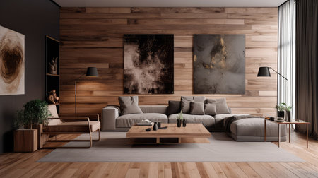 Concept illustration of a modern interior design of living room. Generative AIの素材